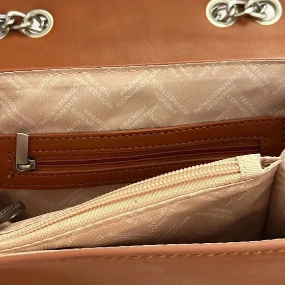 French Connection Crossbody Bag 23 L x 18 H x 8 W golden brown NWOT - Picture 8 of 12